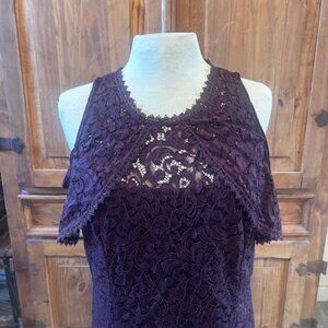 White House Black Market Lace Cocktail Dress - Purple/Berry - Size 14